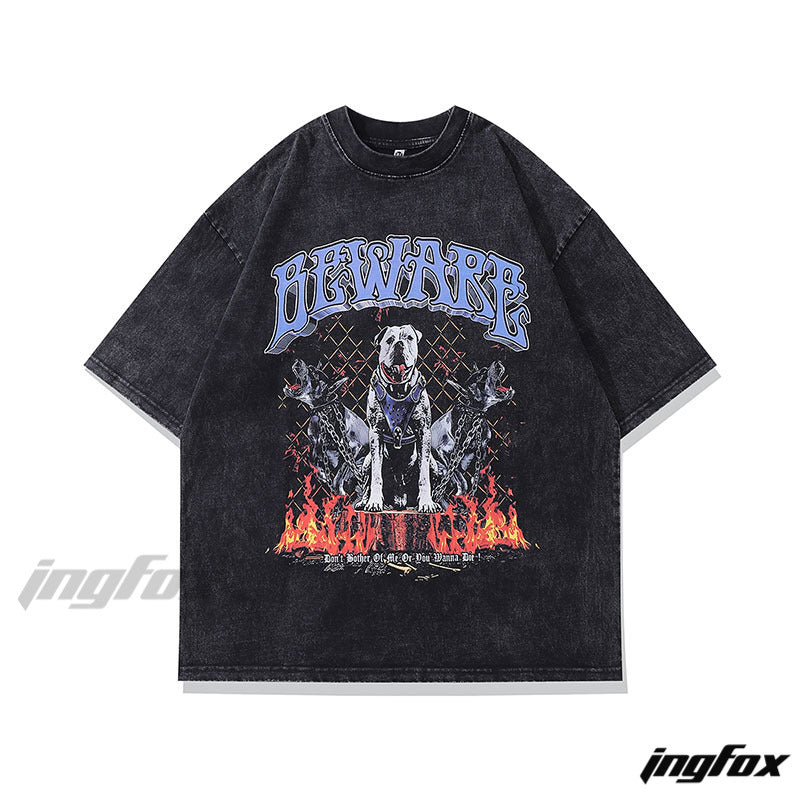 Beware Guard Dogs - Vintage Washed Oversized T-Shirt