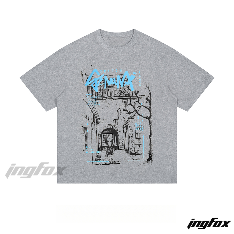 Street Sketch - Loose Fit Short Sleeve T - Shirt