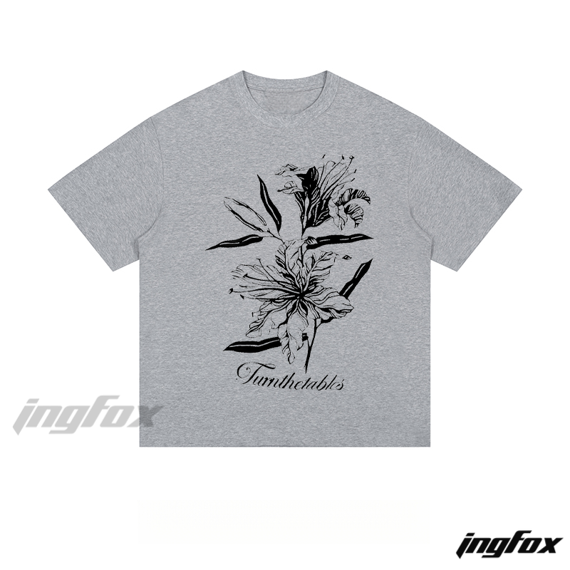 Floral Sketch - Loose Fit Short Sleeve T - Shirt