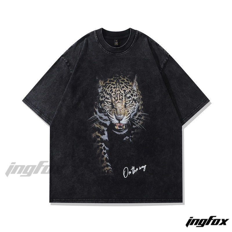 Leopard Journey Vibe - Vintage Washed Oversized T-Shirt