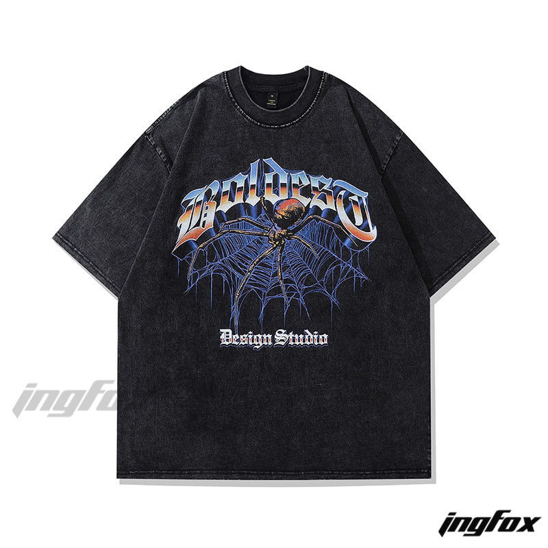 Spider Web Vibe - Vintage Washed Oversized T-Shirt