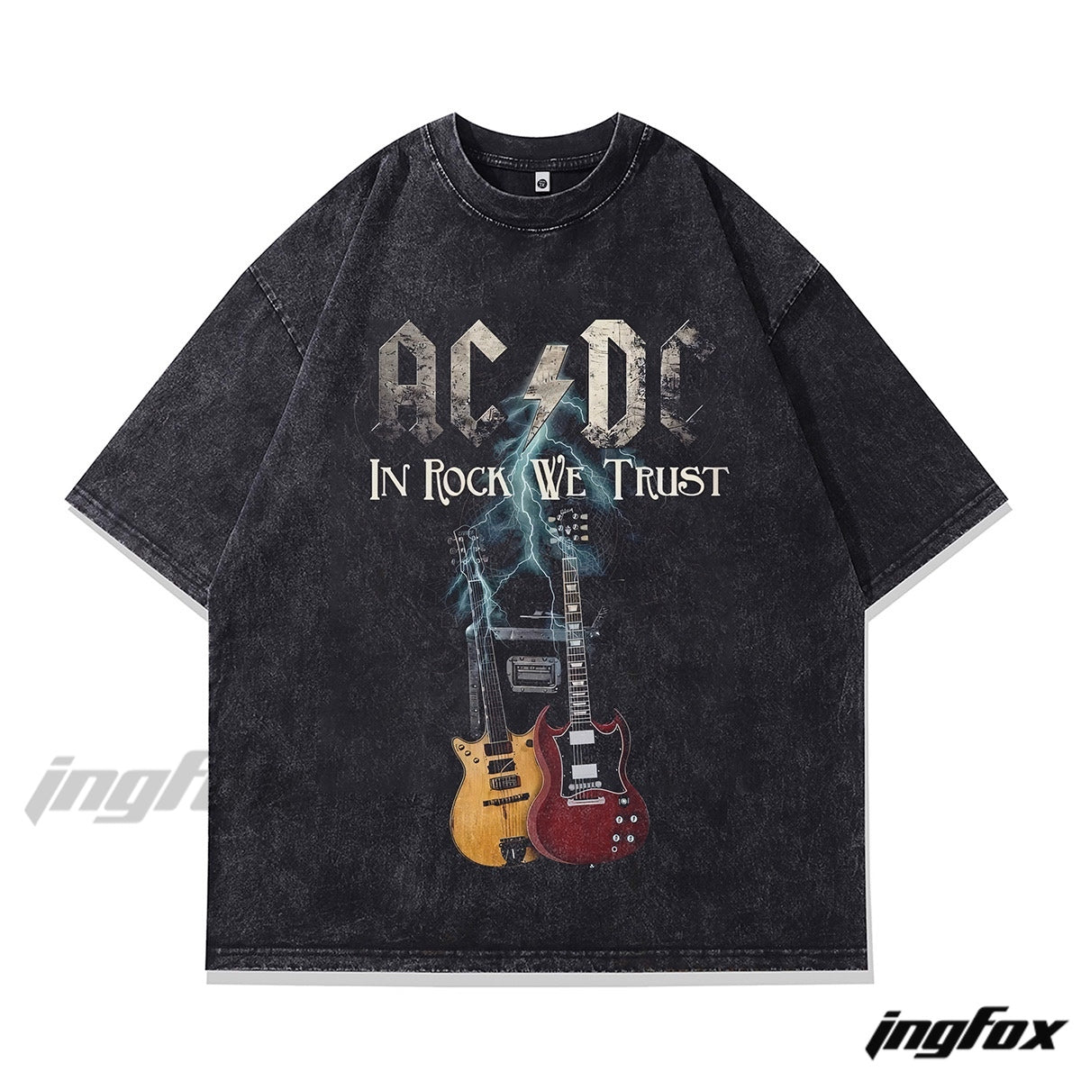 Rock - Themed Graphic Tee - Vintage Washed Oversized Style