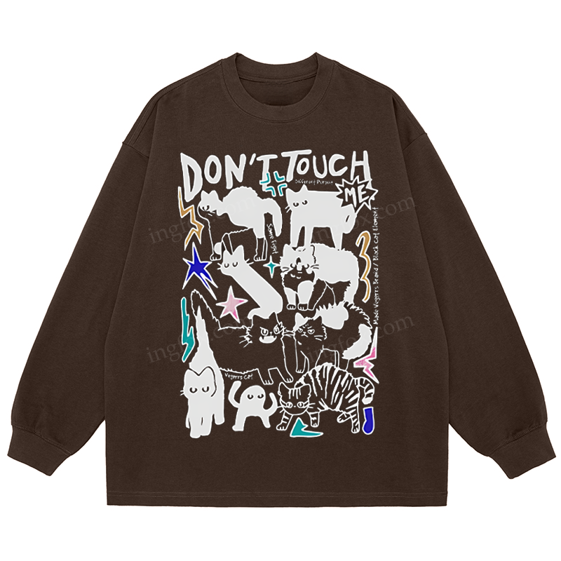 “Don’t Touch Me” Cat Collage - Classic Unisex Fit Cotton Long Sleeve Tee