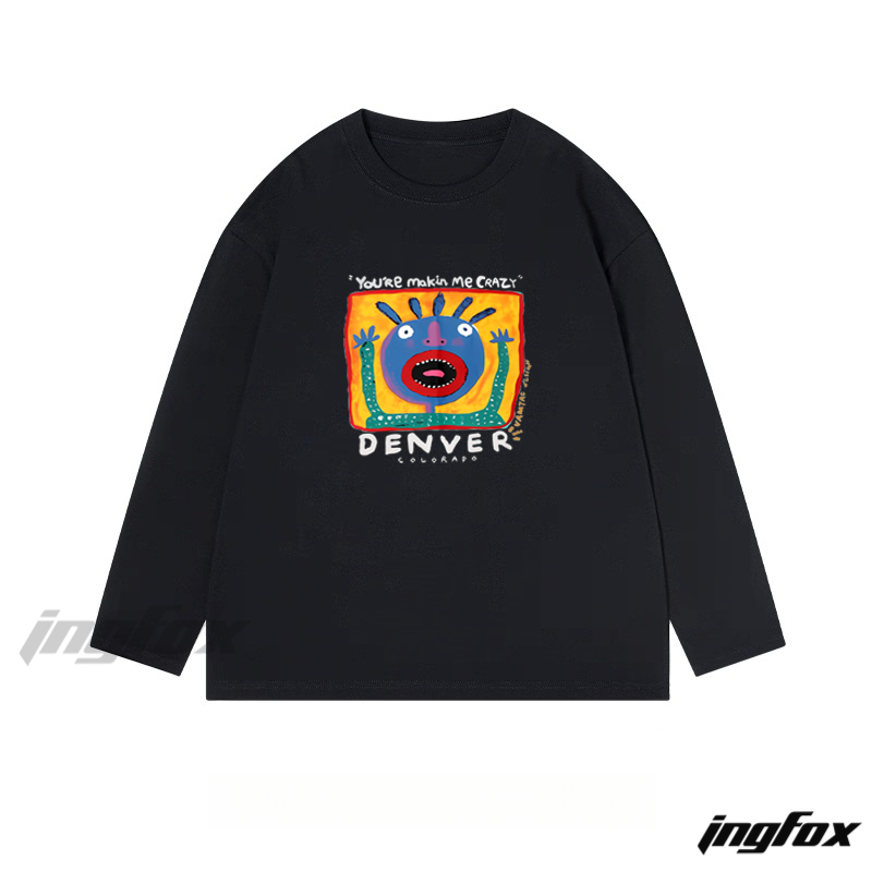 Denver Crazy Face - Classic Cotton Long Sleeve Tee