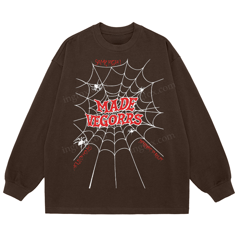 Spider Web "MADE VEGORRS" - Classic Unisex Fit Cotton Long Sleeve Tee