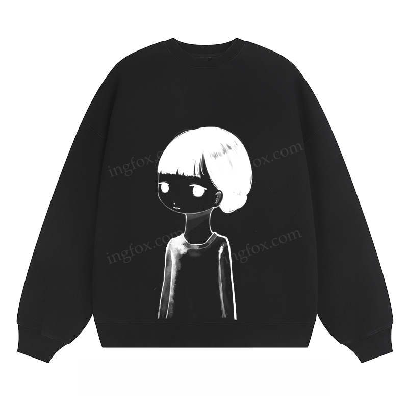 Cartoon Girl Graphic - Classic Unisex Fit Crewneck Sweatshirt
