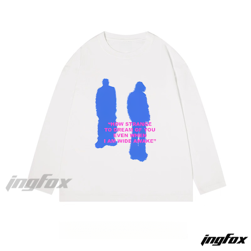 Figure Silhouette and Romantic Quote Graphic - Classic Cotton Long Sleeve Tee