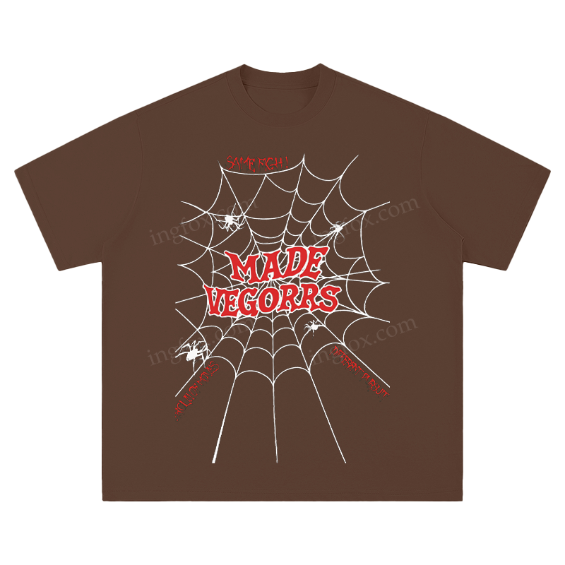 "MADE VEGORRS" Spider Web Graphic - Unisex Fit Short Sleeve T - Shirt