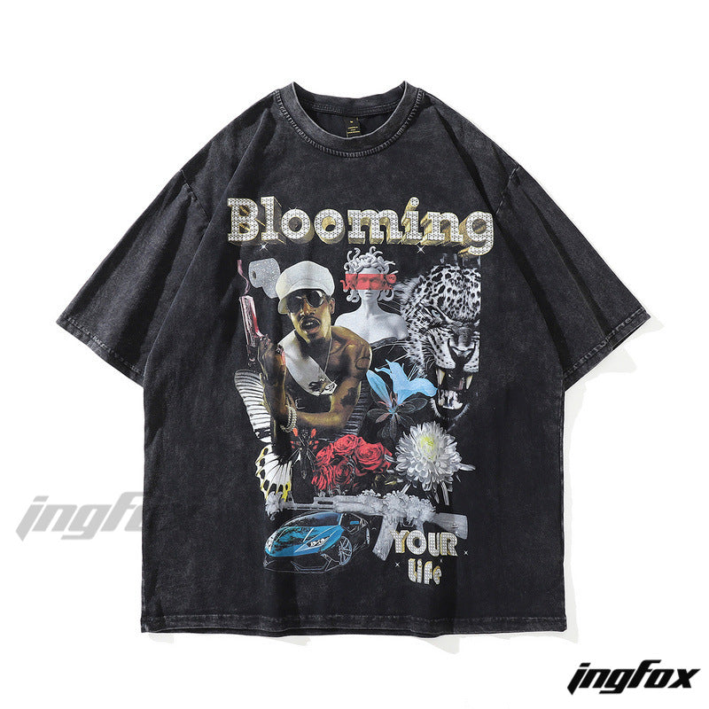Blooming Life Collage - Vintage Washed Oversized T-Shirt