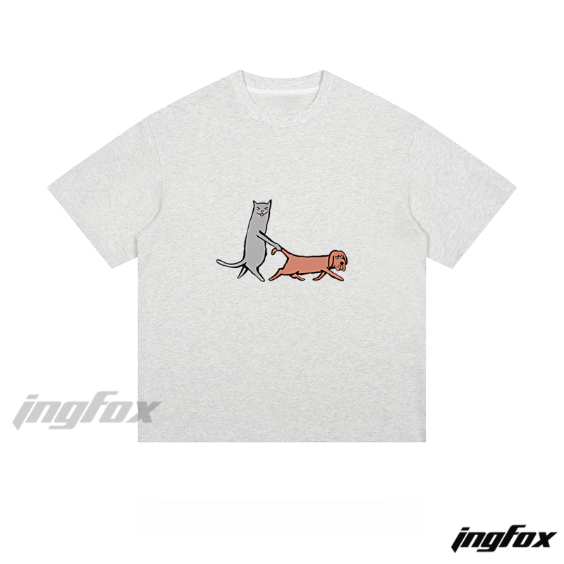 Cat & Dog Walk - Loose Fit Short Sleeve T - Shirt