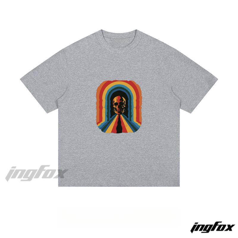 Psychedelic Skull Rainbow - Loose Fit Short Sleeve T - Shirt