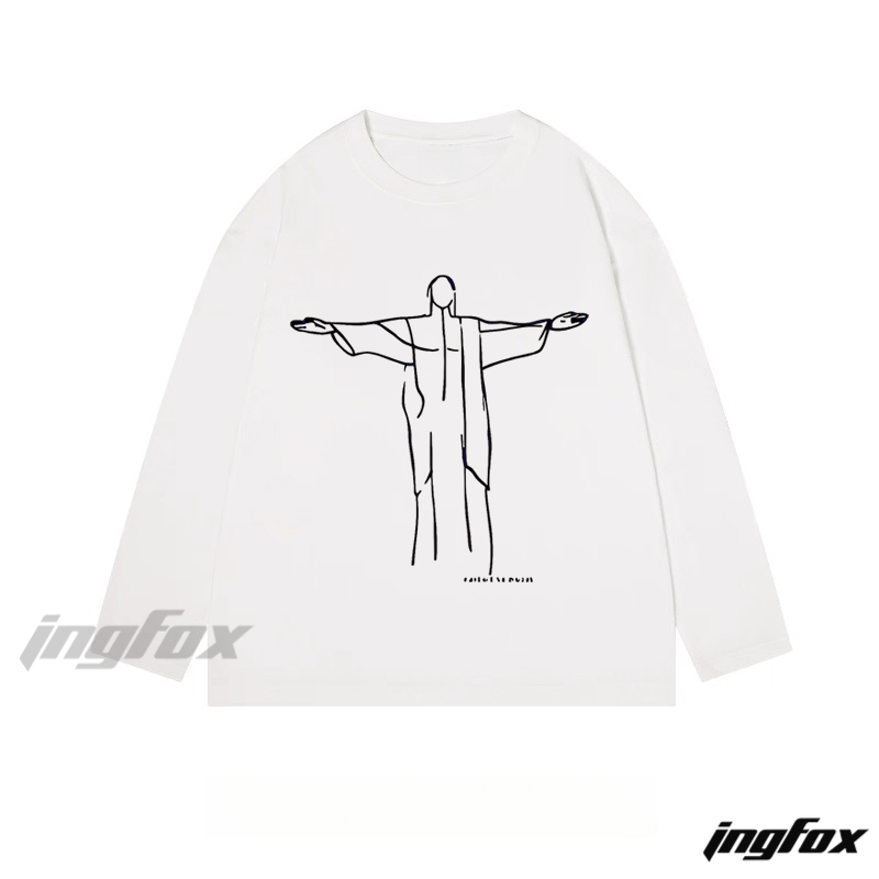 Christ the Redeemer Sketch - Classic Cotton Long Sleeve Tee