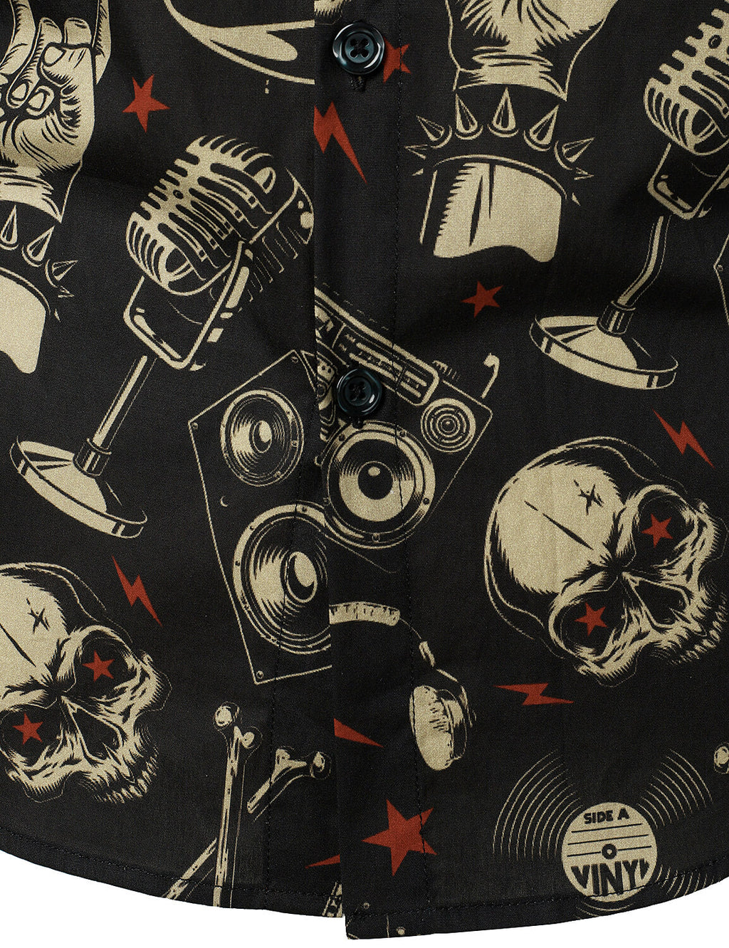 Men's Skull Music Punk Rock and Roll Cool Funny Long Sleeve Shirt