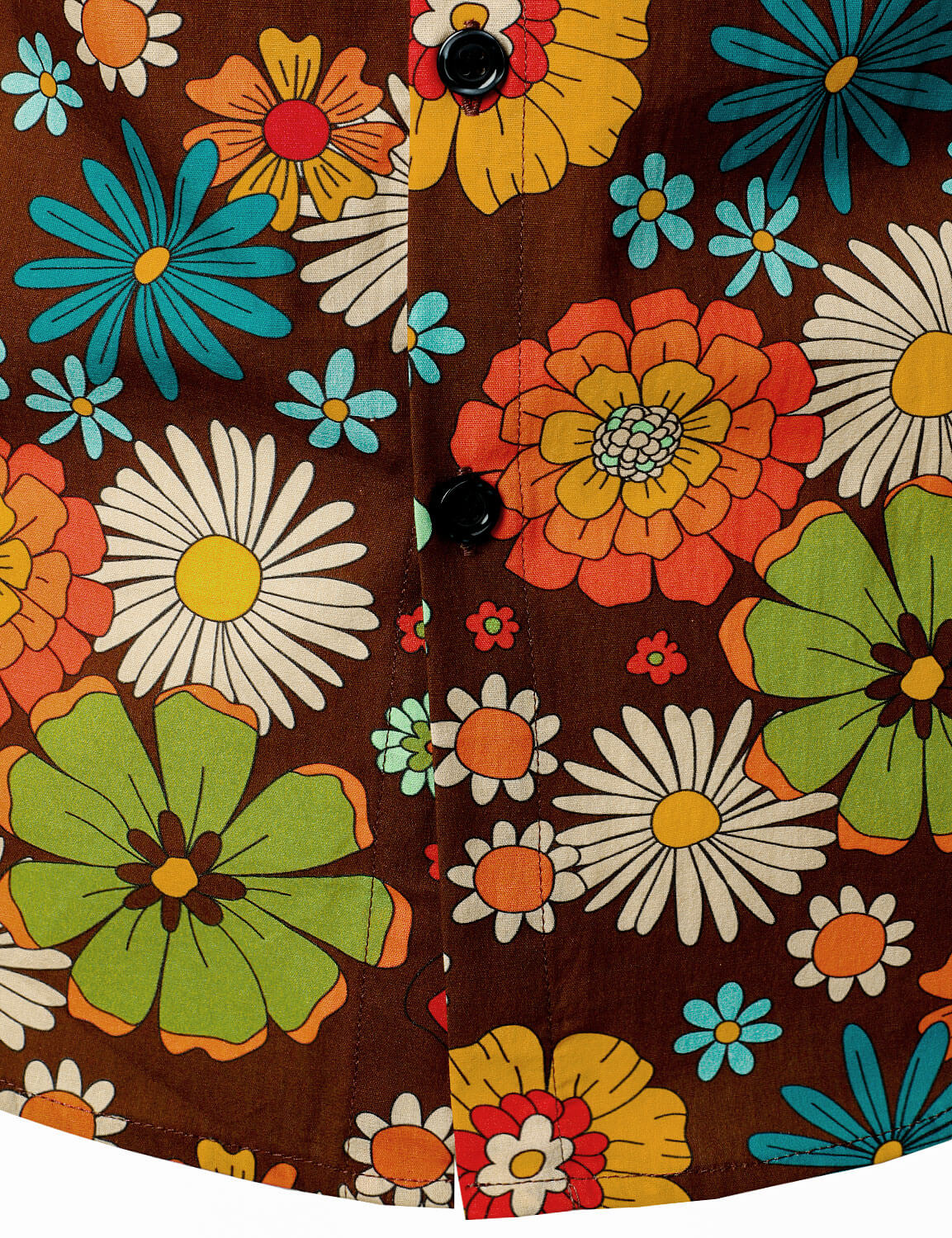 Men's 70s Vintage Floral Cotton Button Up Long Sleeve Shirt