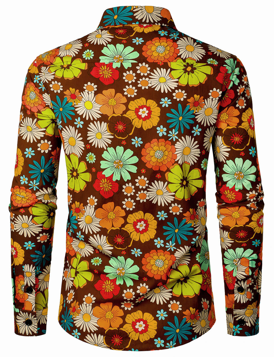 Men's 70s Vintage Floral Cotton Button Up Long Sleeve Shirt