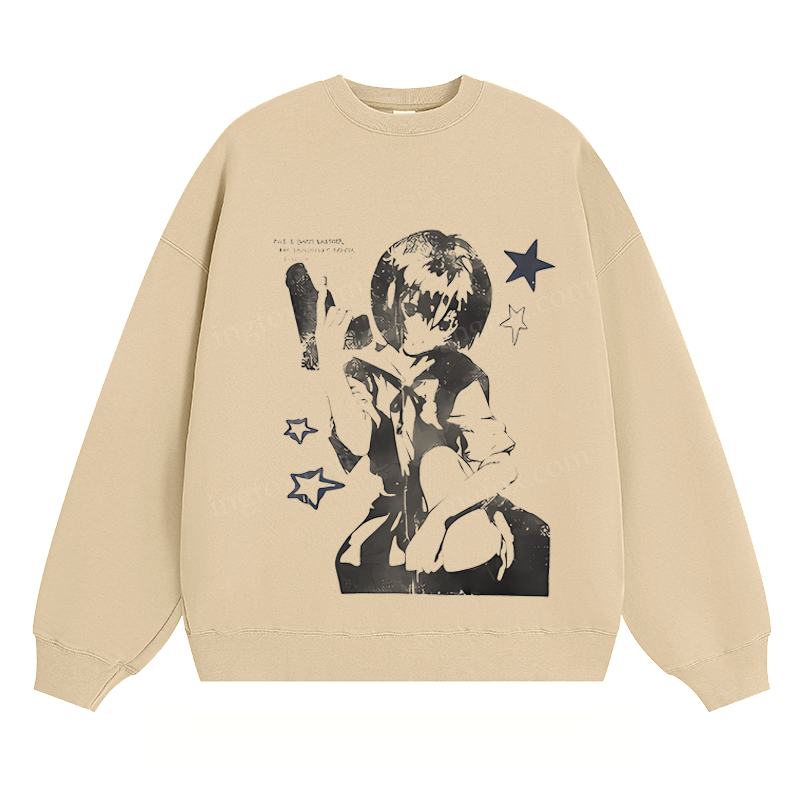 Anime - Style Graphic Crewneck Sweatshirt