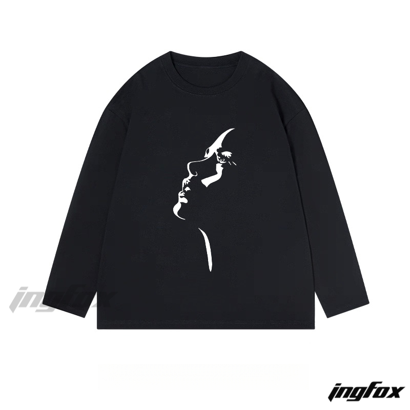 Silhouette Portrait Graphic - Classic Cotton Long Sleeve Tee