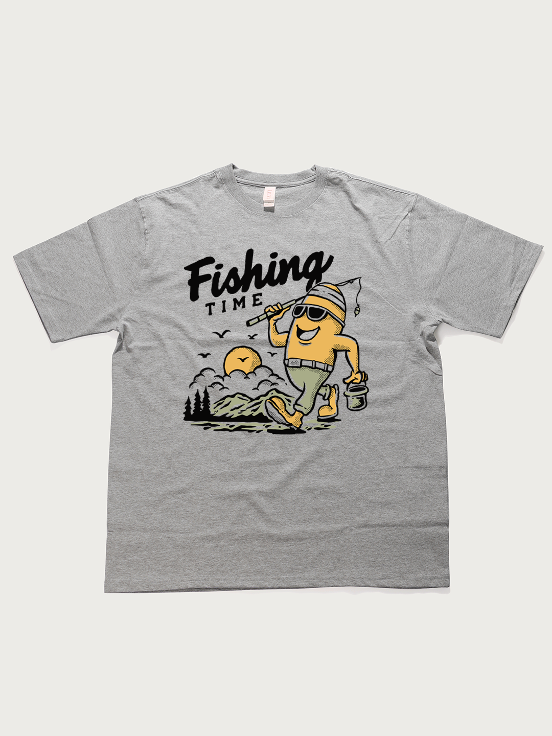 Fishing Time Cartoon - Unisex Retro Cotton Short Sleeve T-Shirt
