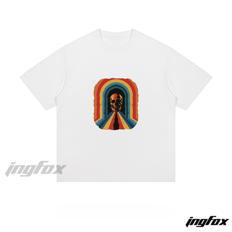 Psychedelic Skull Rainbow - Loose Fit Short Sleeve T - Shirt