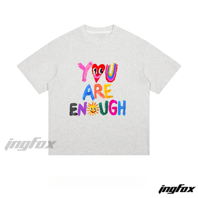 "You Are Enough" Colorful Motif - Loose Fit Short Sleeve T-Shirt