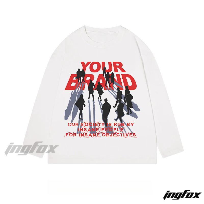 "YOUR BRAND" Silhouette & Text Graphic - Classic Cotton Long Sleeve Tee