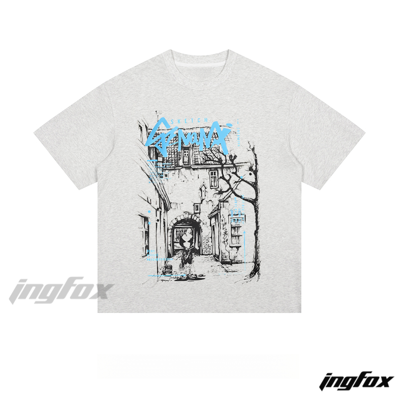 Street Sketch - Loose Fit Short Sleeve T - Shirt
