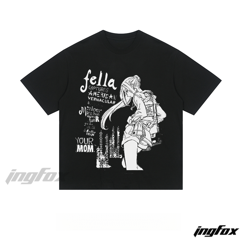 Anime-Inspired Typography - Loose Fit Short Sleeve T-Shirt