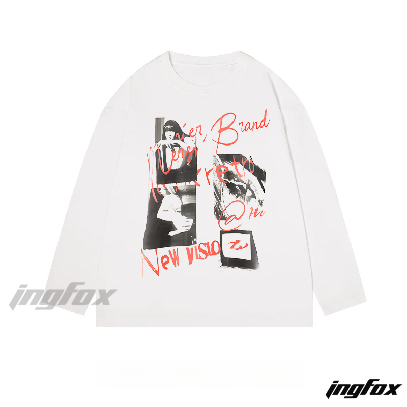 Retro Collage "New Visio" Graphic - Classic Cotton Long Sleeve Tee