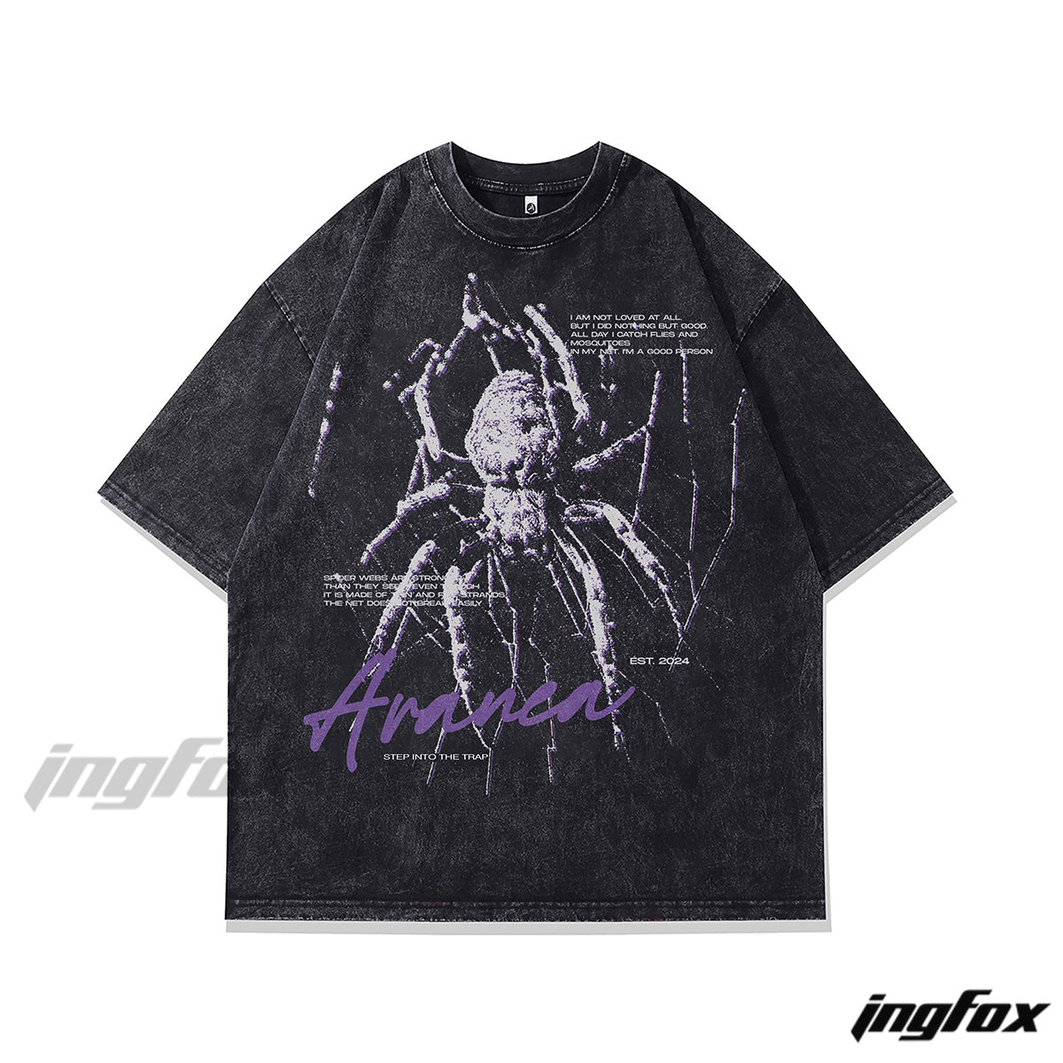 Spider Graphic Tee - Vintage Washed Oversized Style