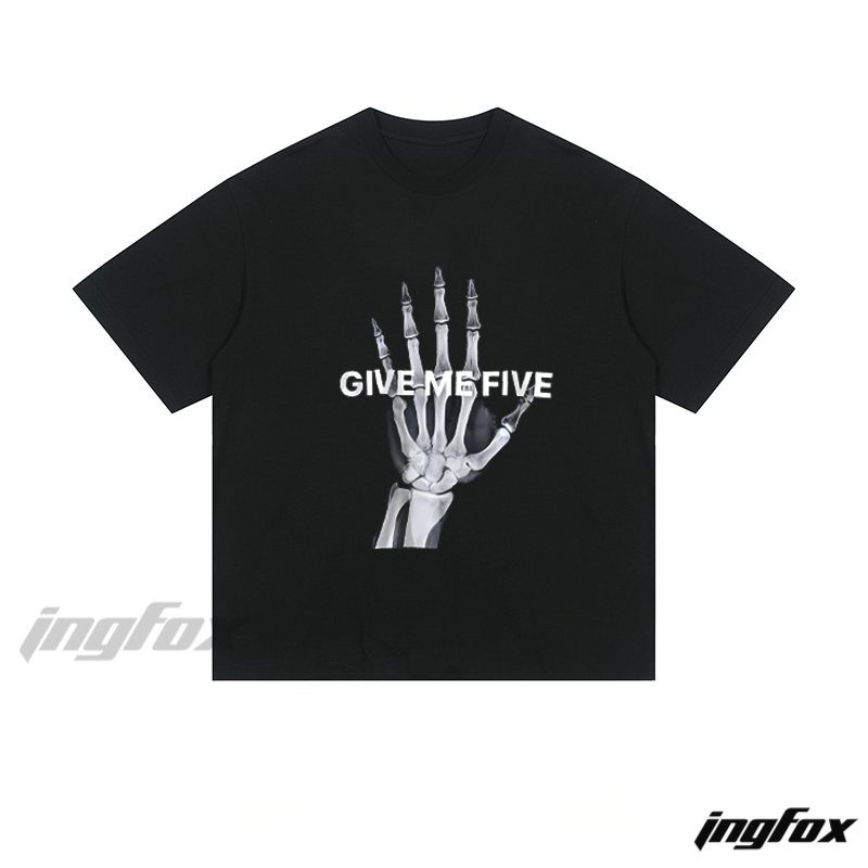 Skeleton Hand “GIVE ME FIVE” - Loose Fit Short Sleeve T-Shirt