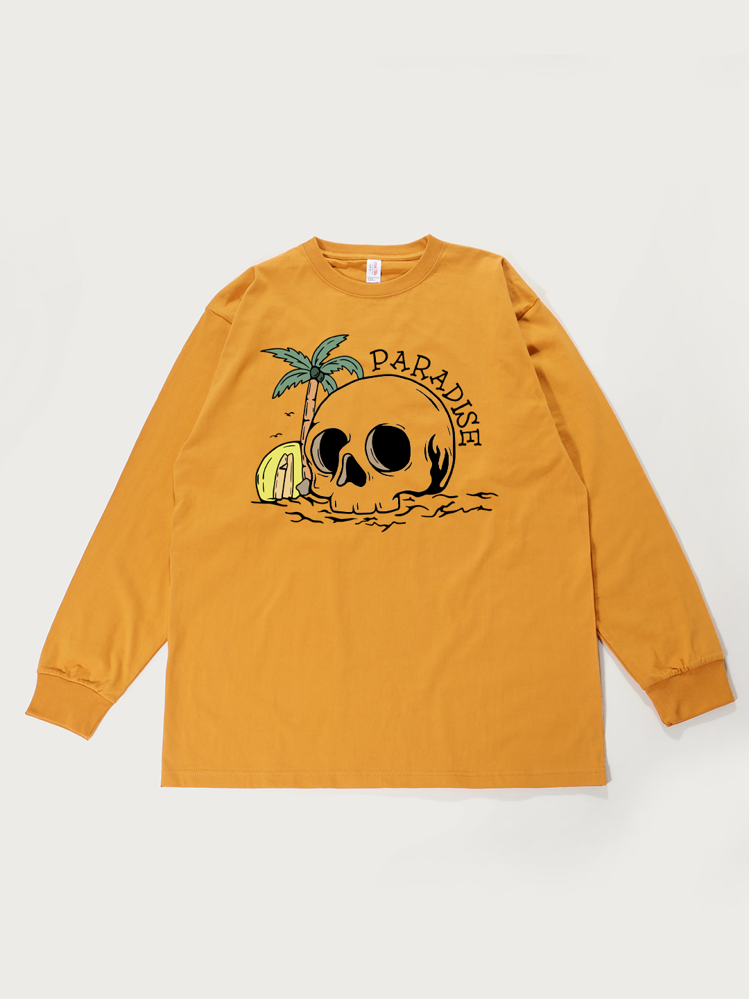 Paradise Skull Beach - Unisex Retro Cotton Long Sleeve T-Shirt