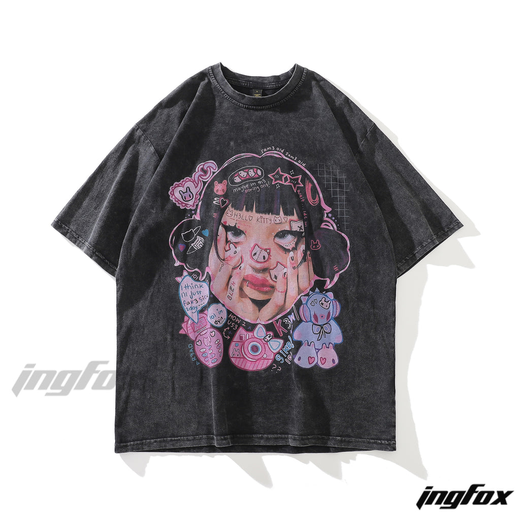Y2K-Inspired Oversized Washed Tee