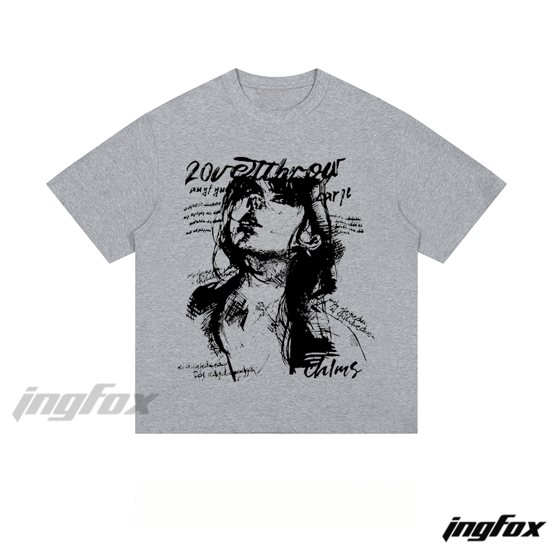 Artistic Portrait Scribble - Loose Fit Short Sleeve T - Shirt