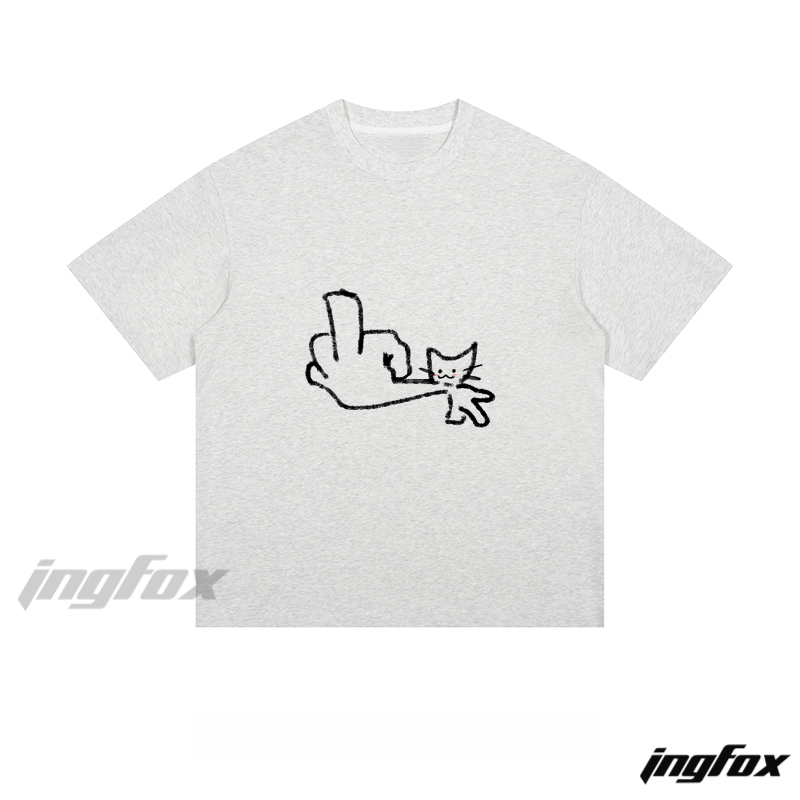 Hand & Cat Play - Loose Fit Short Sleeve T - Shirt