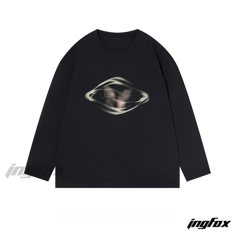 Abstract Blurred Shape Graphic - Classic Cotton Long Sleeve Tee