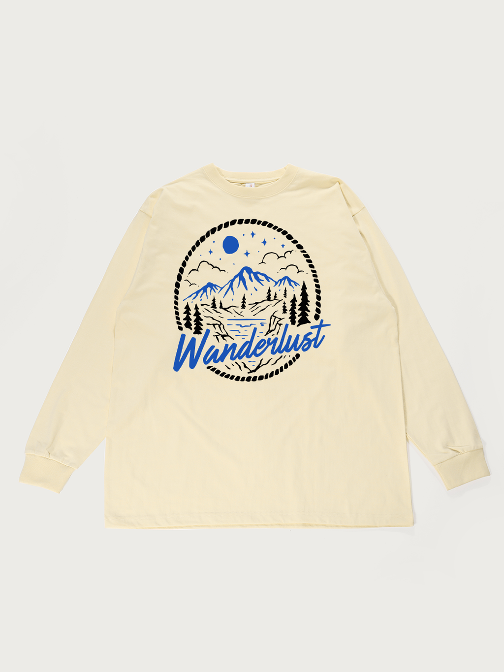 Wanderlust Mountain Night - Unisex Retro Cotton Long Sleeve T-Shirt