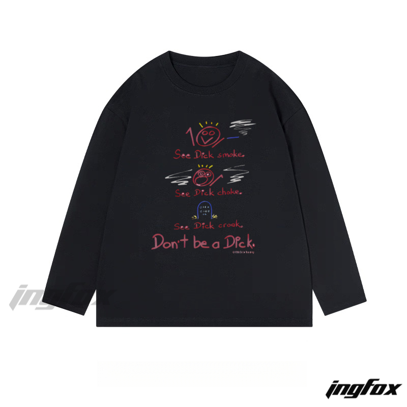 Humorous Text and Cartoon Graphic - Classic Cotton Long Sleeve Tee