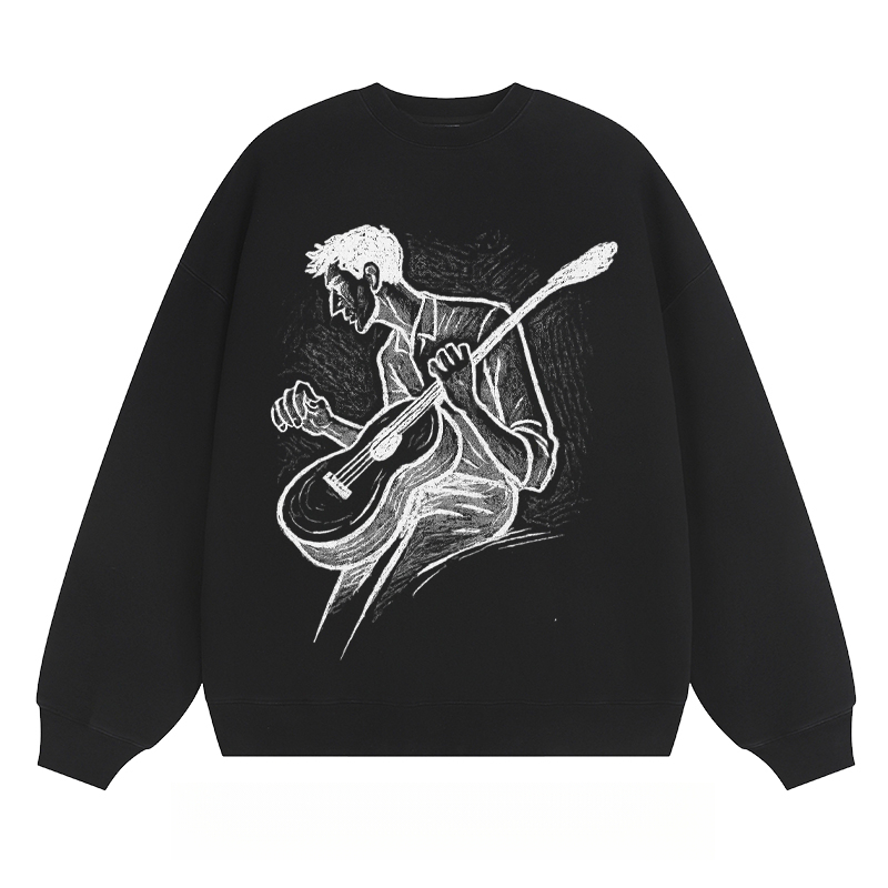 Guitar Player Sketch - Classic Unisex Fit Crewneck Sweatshirt