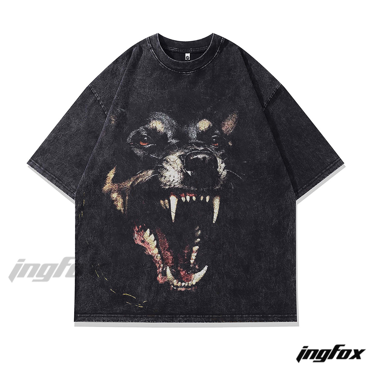 Fierce Dog Graphic Tee - Vintage Washed Oversized Style