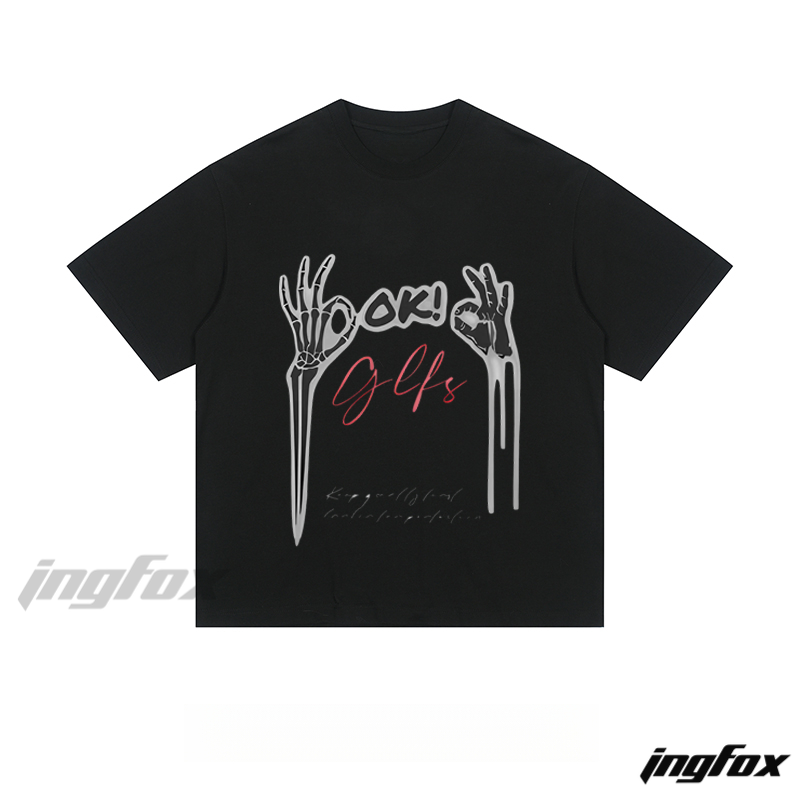 Skeleton Hand Graphic - Loose Fit Short Sleeve T - Shirt
