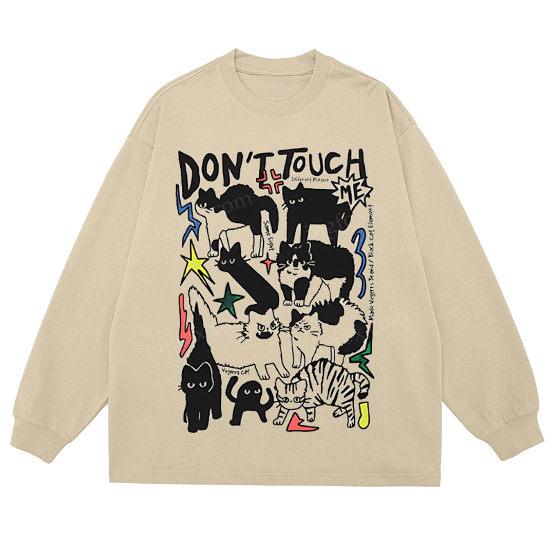 “Don’t Touch Me” Cat Collage - Classic Unisex Fit Cotton Long Sleeve Tee