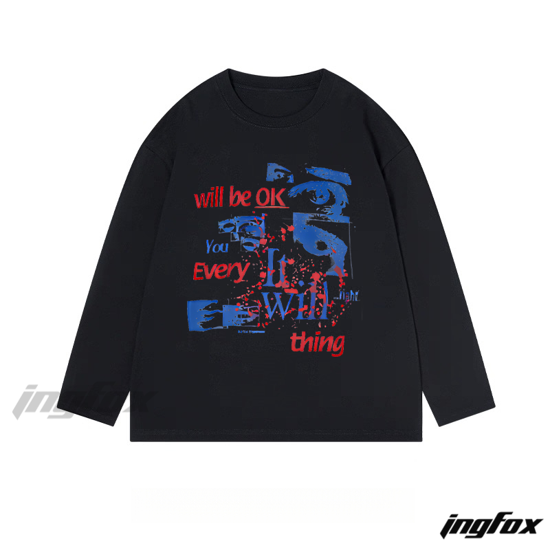 "Everything Will Be OK" Graphic - Classic Cotton Long Sleeve Tee
