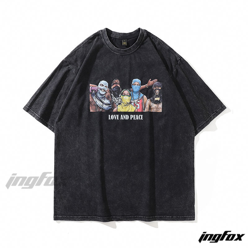 LOVE AND PEACE Street Art - Vintage Washed Oversized T-Shirt