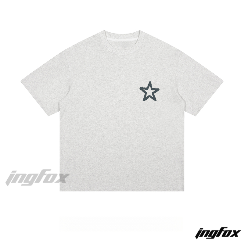 Minimalist Star Accent - Loose Fit Short Sleeve T-Shirt