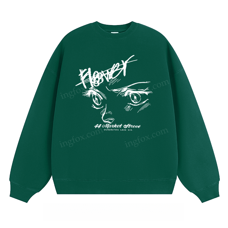 Anime Eyes & "Flower" - Classic Unisex Fit Crewneck Sweatshirt