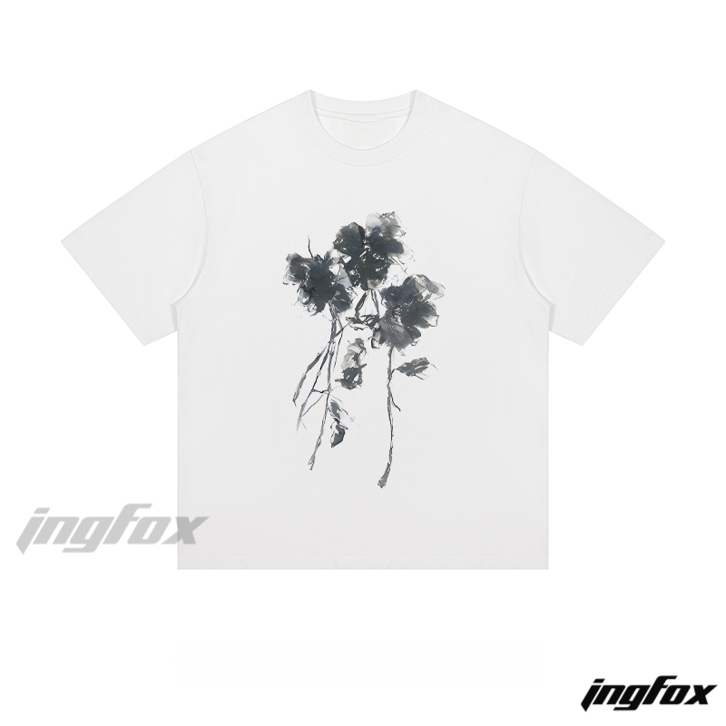 Ink Flower Brushstroke - Loose Fit Short Sleeve T-Shirt