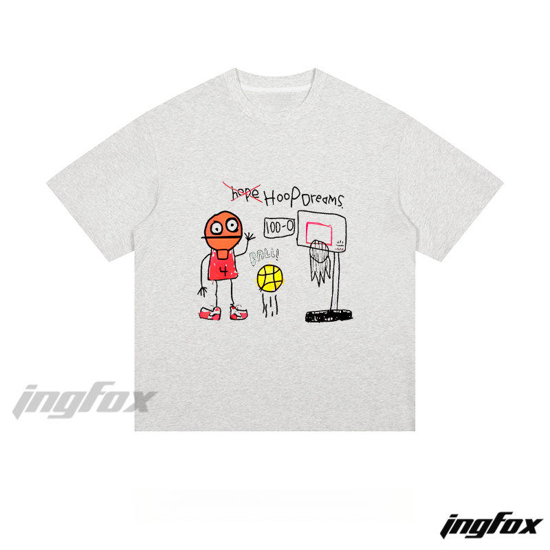 Hoop Dreams Doodle Graphic - Loose Fit Short Sleeve T-Shirt