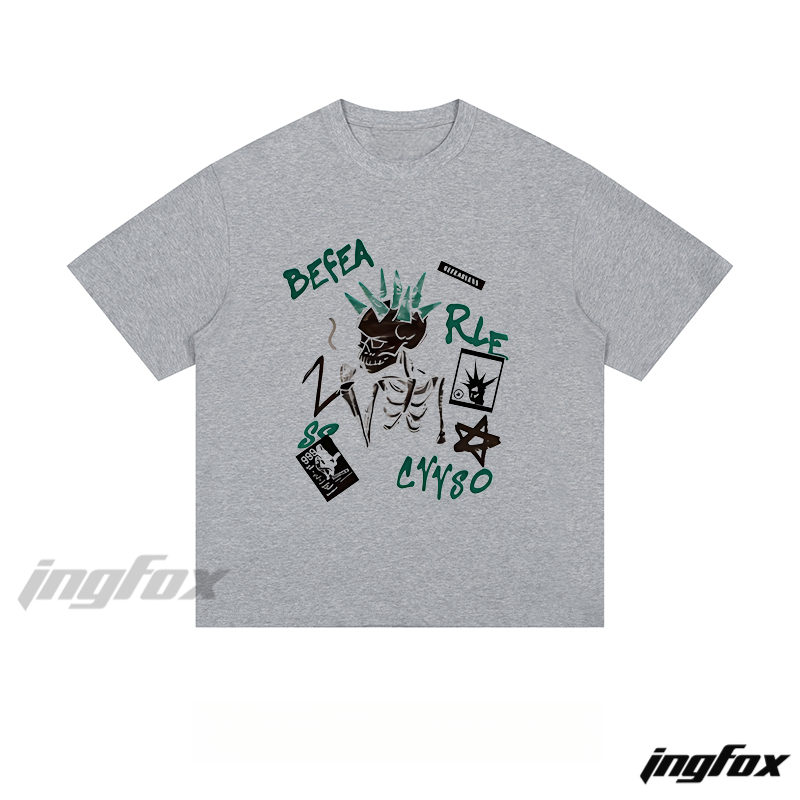Rebel Skeleton Collage - Loose Fit Short Sleeve T - Shirt