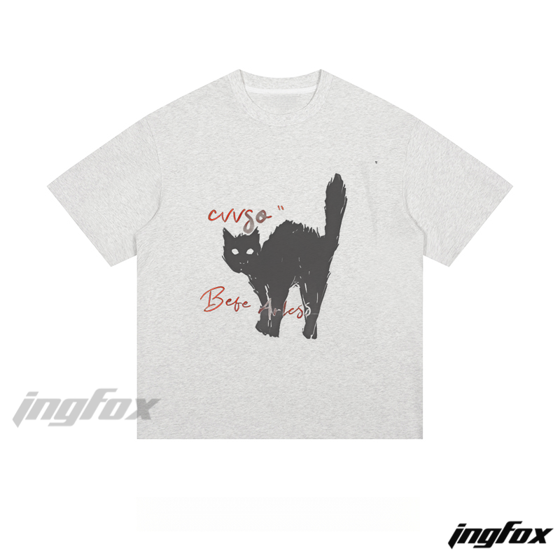 Black Cat Sketch - Loose Fit Short Sleeve T - Shirt