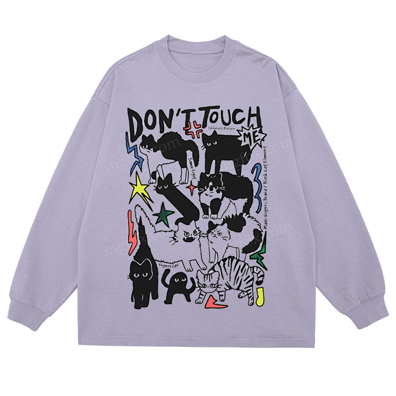 “Don’t Touch Me” Cat Collage - Classic Unisex Fit Cotton Long Sleeve Tee